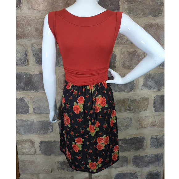 Gilli Sleeveless‎ Floral Skirt Dress Black Orange Woman's Size Medium Summer - Picture 5 of 11